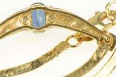 14K Yellow Gold Oval Sapphire Diamond Accent Curve Bar Necklace