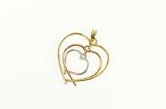 10K Yellow Gold Tri Tone Heart Love Symbol Layered Charm/Pendant