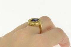 14K Yellow Gold Princess Iolite Geometric Steampunk Statement Ring