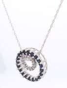 Fabulous White Gold Blue Sapphire and Diamond Circle Pendant on Chain