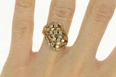 14K Yellow Gold 0.46 Ctw 1950's Diamond Wavy Layer Statement Ring