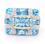 LaVian Statement Blue Topaz and Diamond accent Ring