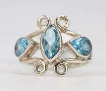 Sterling Silver Natural Blue Topaz Gemstone Ring Size 6