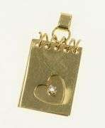 14K Yellow Gold Diamond I Love You Articulated Note Pad Charm/Pendant