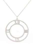 Tiffany & Co. Atlas Diamond Large Circle Pendant Necklace in 18K W/Box and Pouch