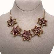 18K YELLOW GOLD 5 STAR NECKLACE- 7.5 CARAT RUBIES AND 7.5 CARAT EMERALDS