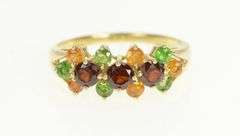 14K Yellow Gold Garnet Peridot Citrine Statement Band Ring
