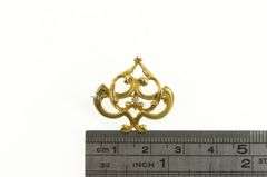 14K Yellow Gold Art Nouveau Swirl Diamond Watch Hanger Pin/Brooch