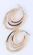 Fantastic Tri Color Gold Graduted Oval Hoop Earrings