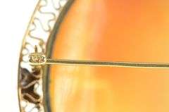 14K Yellow Gold Elaborate Ornate Carved Shell Cameo Lady Pin/Brooch