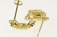 14K Yellow Gold Marquise Opal Ornate Filigree Stud Earrings