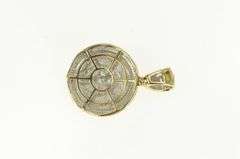 10K Yellow Gold Pave Diamond Pharaoh Egyptian Medallion Charm/Pendant