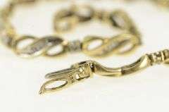 10K Yellow Gold Diamond Wavy X Link Vintage Tennis Bracelet