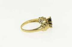 14K Yellow Gold Marquise Natural Sapphire Diamond Engagement Ring