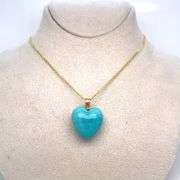 TURQUOISE HEART CHARM NECKLACE CRAFTED IN 14K GOLD