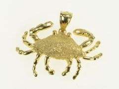 14K Yellow Gold 3D Crab Cancer Zodiac Star Sign Astrology Pendant