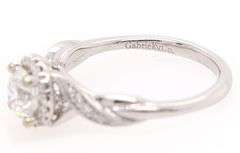 Gabriel & Co.GIA Certified  0.97ctw Round Diamond Halo Milgrain Engagement Ring in 14K