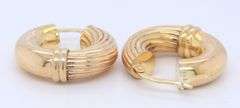Amazing Yellow Gold Satin Finish Textured Hoop