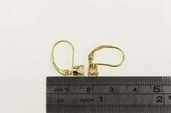 14K Yellow Gold Round Cubic Zirconia Solitaire Lever Back Earrings