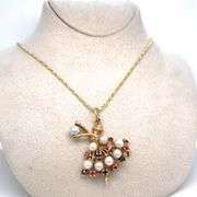 VINTAGE "DANCER" CHARM NECKLACE WITH PEARLS