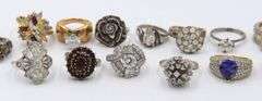 Group lot of 4 Vintage Sterling Silver Cubic Zirconia Rings