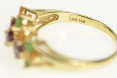14K Yellow Gold Garnet Peridot Citrine Statement Band Ring