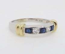 Two-Tone Diamond & Blue Sapphire Channel Set Band