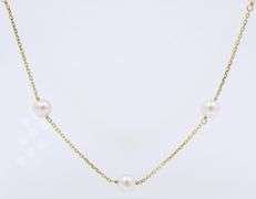 5.5mm Pearl Station Yellow Gold Necklace