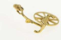 14K Yellow Gold 3D Penny Farthing Bicycle Articulated Charm/Pendant
