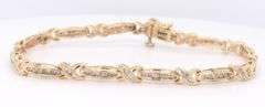 Elegant Yellow Gold XO Link Diamond Bracelet