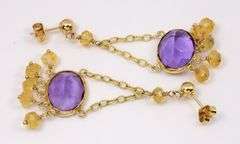 Sexy Amethyst and Citrine Dangle Earrings