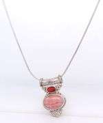 Sterling Silver Signed Gemstone Pendant on Italian Snake Chain Necklace