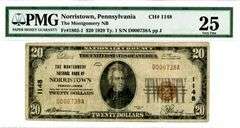 1929 $20 National Banknote of Norristown Pennsylvania in PMG25
