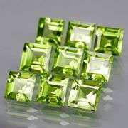 Princess cut unheated! 6.51ct Peridot set