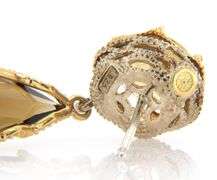 Tacori Round Citrine and Pear Cognac Quartz Cinnamon Scotch Dangle Earrings in 18K