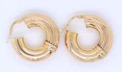 Amazing Yellow Gold Satin Finish Textured Hoop