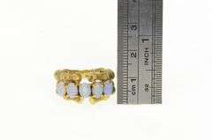 14K Yellow Gold 1960's Ornate Natural Opal Bamboo Statement Ring