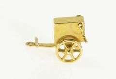 14K Yellow Gold 3D Vintage Ice Cream Churn Articulated Charm/Pendant