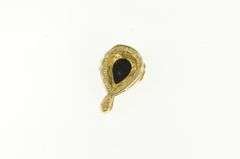 14K Yellow Gold Pear Black Onyx Diamond Halo Vintage Charm/Pendant