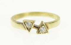14K Yellow Gold 1960's Retro Diamond Geometric Triangle Ring