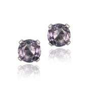 Amethyst Stud Earrings in 14K White Gold