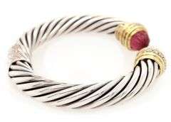 David Yurman Renaissance Tourmaline and Diamond Cuff Bracelet in 18K and Sterling