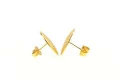 14K Yellow Gold Round Mayan Calendar Ornate Domed Stud Earrings