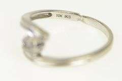 10K White Gold Diamond Round Flower Cluster Promise Ring