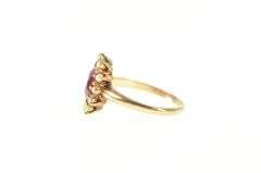 14K Yellow Gold Victorian Oval Syn. Ruby Seed Pearl Antique Ring