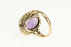 14K Yellow Gold Victorian Oval Amethyst Seed Pearl Cocktail Ring