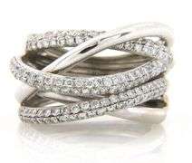 2.00ctw Pave Diamond Multi Row Crossover Ring in 14K