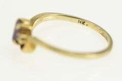 14K Yellow Gold Oval Amethyst Diamond Accent Wavy Bypass Ring