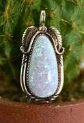 Signed Native American-Style 14K Opal Pendant