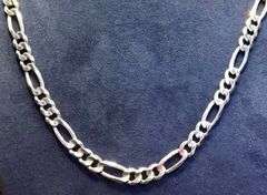 ELEGANT 14K WHITE GOLD FIGARO STYLE CHAIN NECKLACE